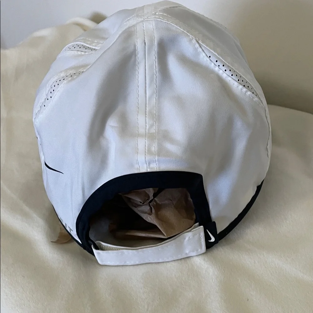Nike Featherlight Aerobill Dri-Fit White with Black Swoosh Athletic Cap